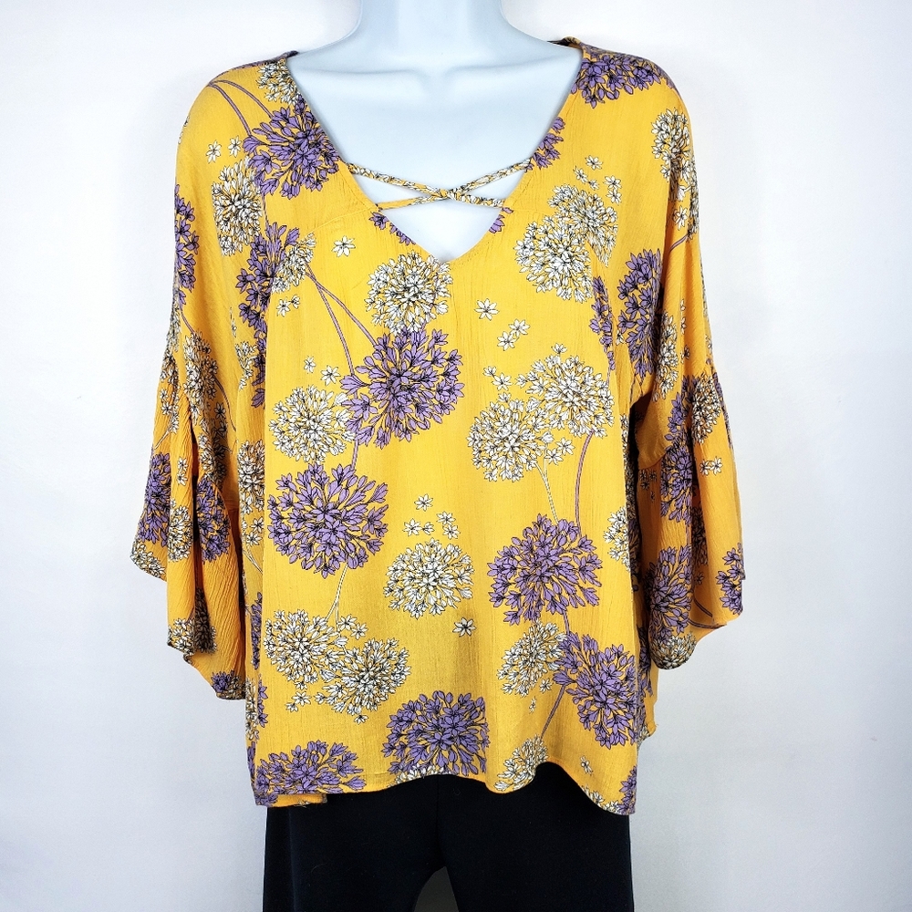 Lovely A.N.A. Top with Crisscross Detail Bell Slee